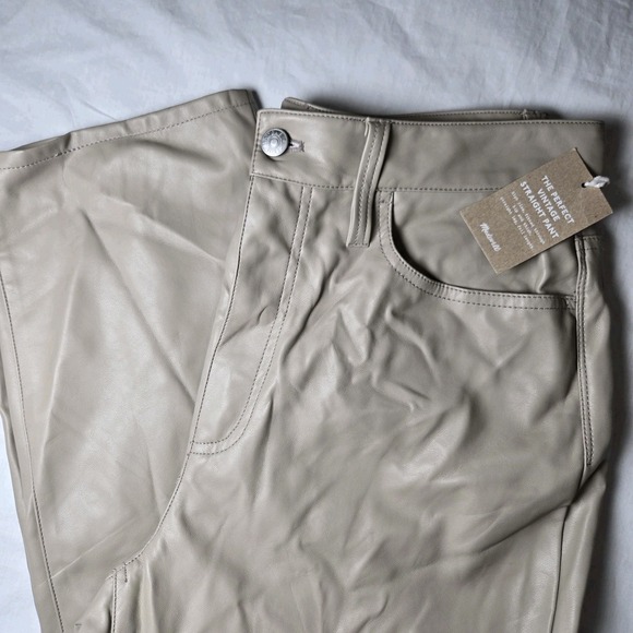 Madewell Faux Leather Pants Women's 29 Brown The Perfect Vintage Straight New - Picture 1 of 14
